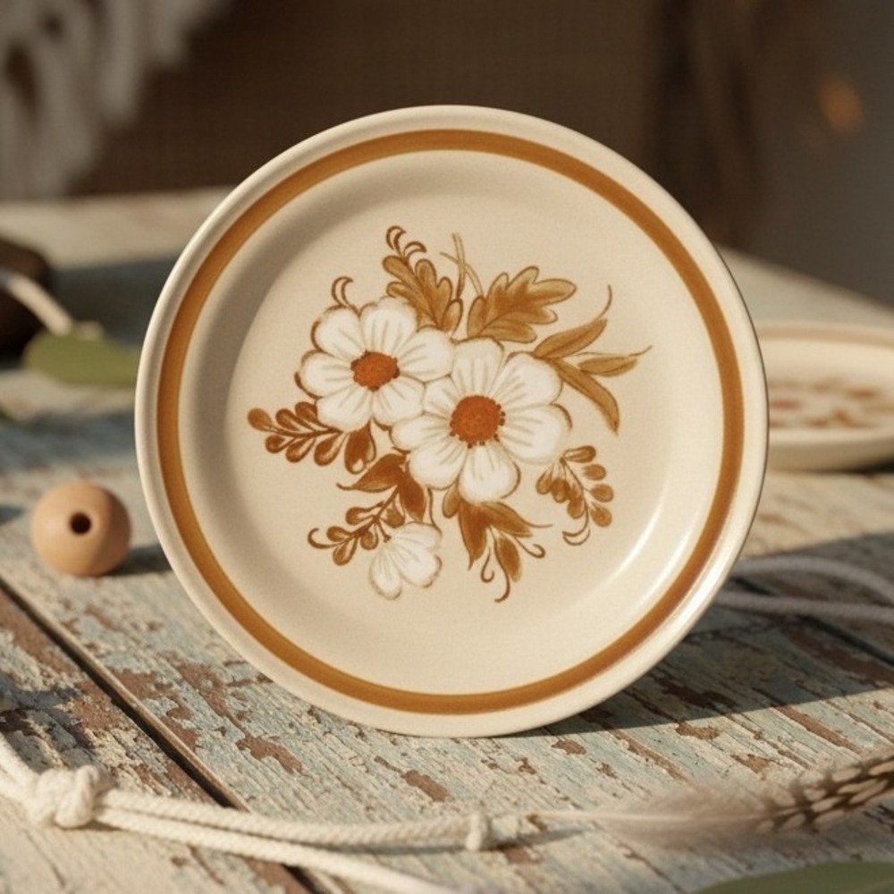 Vintage Decorative Floral Dried Flowers Bread Plate Mountain Wood Collection